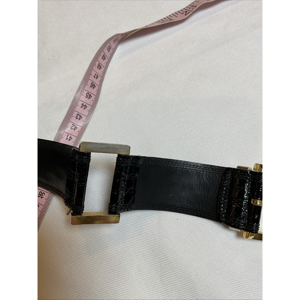Bergdorf Goodman Crocodile Statement Belt Modular Rings Patent Wide Size 30 - Picture 11 of 12